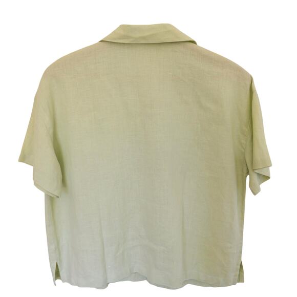 Short Sleeve Mint Green Linen Button Down Shirt - Picture 4 of 6